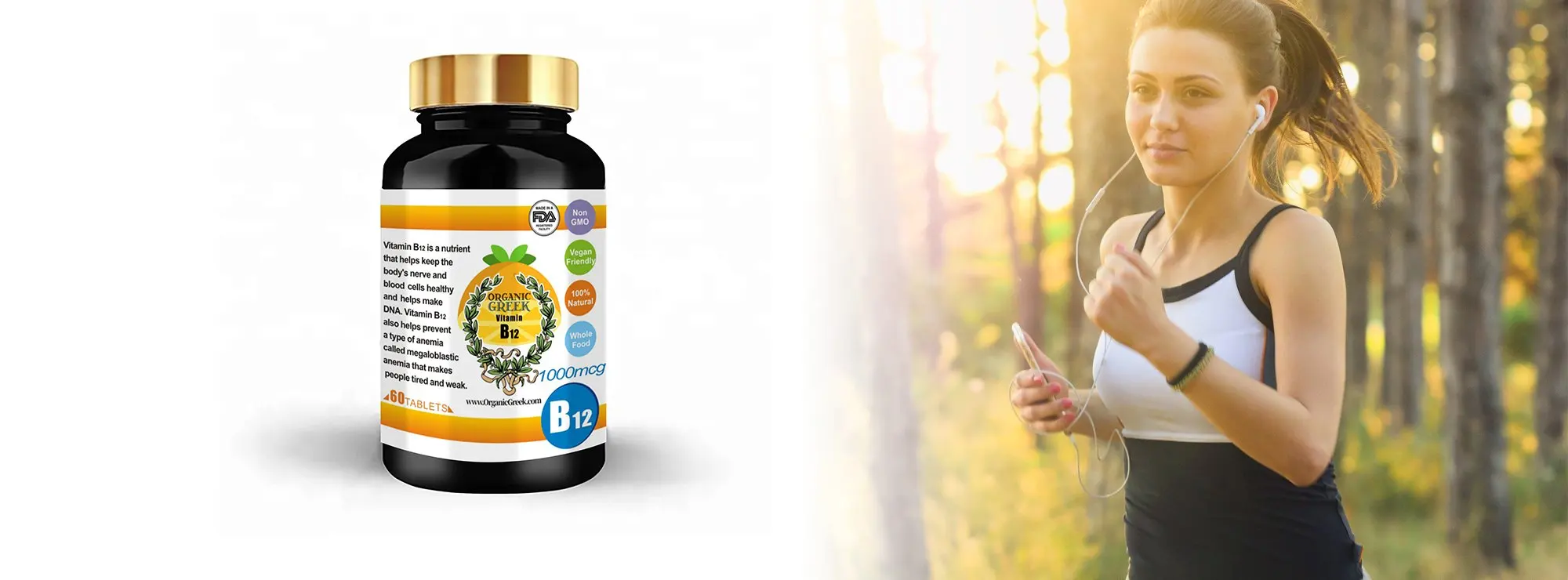 
Organic Greek Vitamin B 12 Natural Non GMO Supports Production Of Energy Red Blood Cells Healthy Nervous System Metabolism 