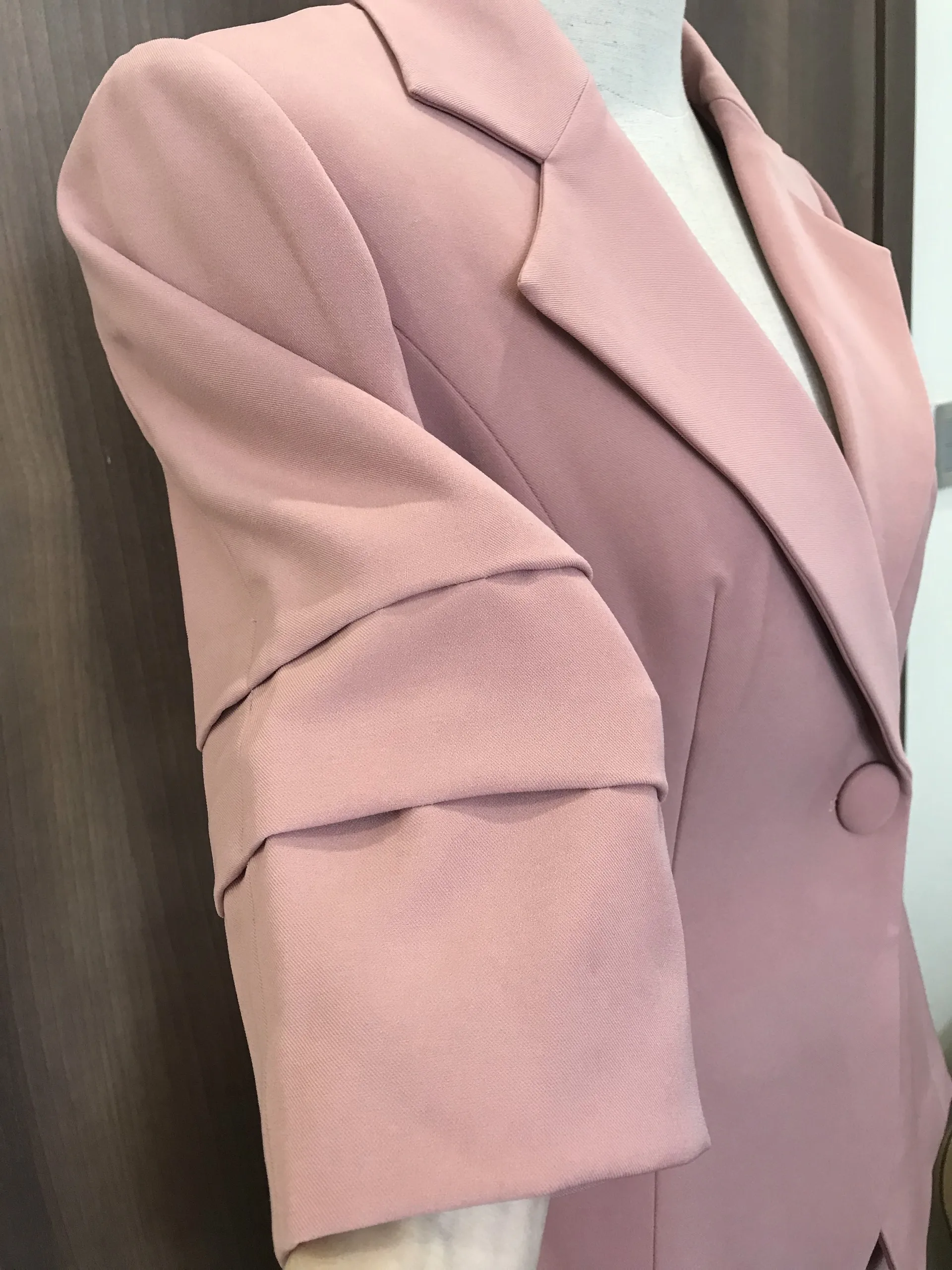 Pink women set blazer pants long sleeve button pink femine bodycone dress formal style office ladies women sets