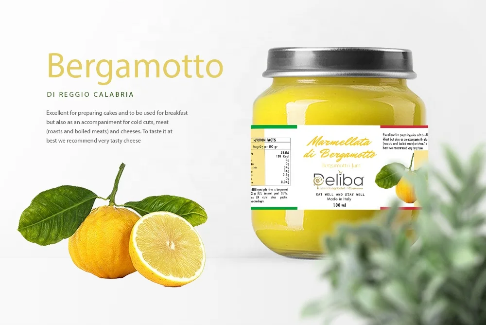  Authentic Italian Bergamotto di Reggio Calabria PDO Jam Glass Jar 106 ml for
