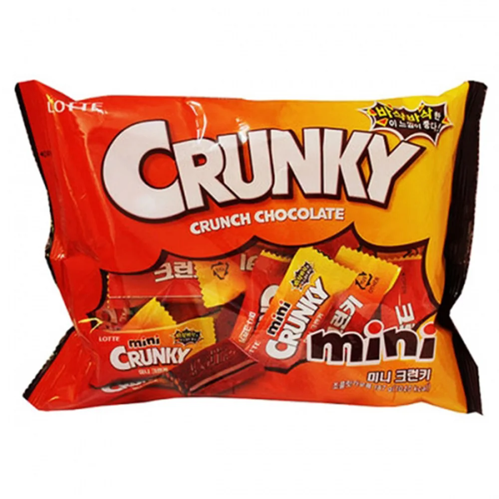 Lotte Mini Crunky 171gx8ea, Korean Chocolate,  milk butter delicious sweet black choco ball