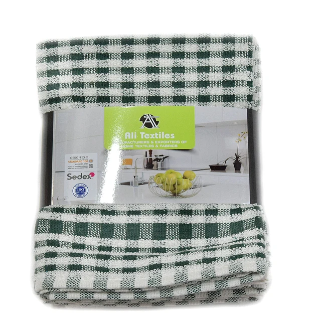 100% Cotton Mono Check Terry Towel Super Absorbent