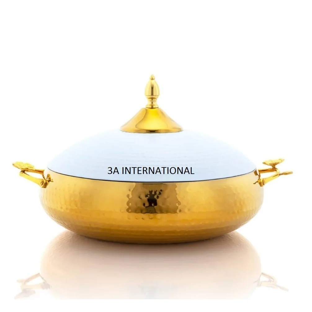 Посуда горячий горшок ручная гравировка кованые дизайнерское позолоченное готовой горячий горшок набор из 3 предметов флеш-накопитель usb традиционной формы общественного питания сервировочный горячий горшок