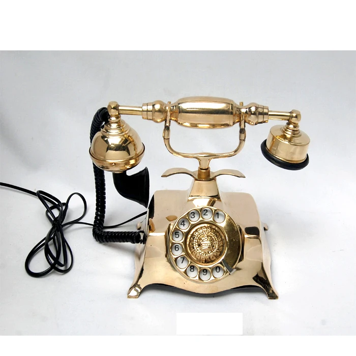 Старинный офисный ретро-циферблат, телефон из латуни и дерева, классический винтажный дизайн, телефон для украшения дома