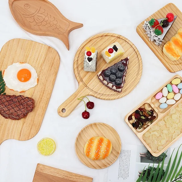 Vietnam Restaurant Kitchen Dessert Cake Sushi Plates Bamboo Wooden Kid Baby Dinner Plates Sets