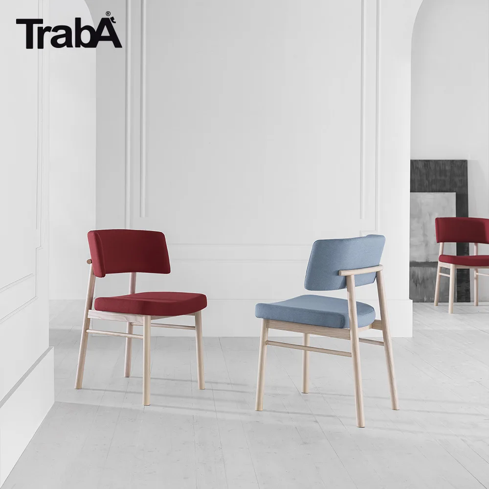 Top Quality Chair solid beech frame padded seat backrest fabric leather