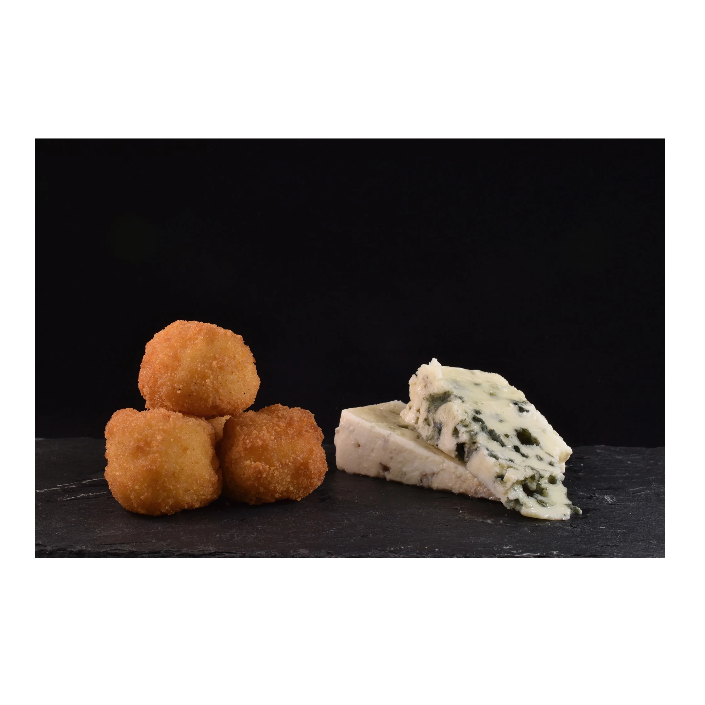 Blue Cheese Croquettes Frozen Food Frozen Snacks handmade typical delicatessen gourmet from Spain. Natural organic product.