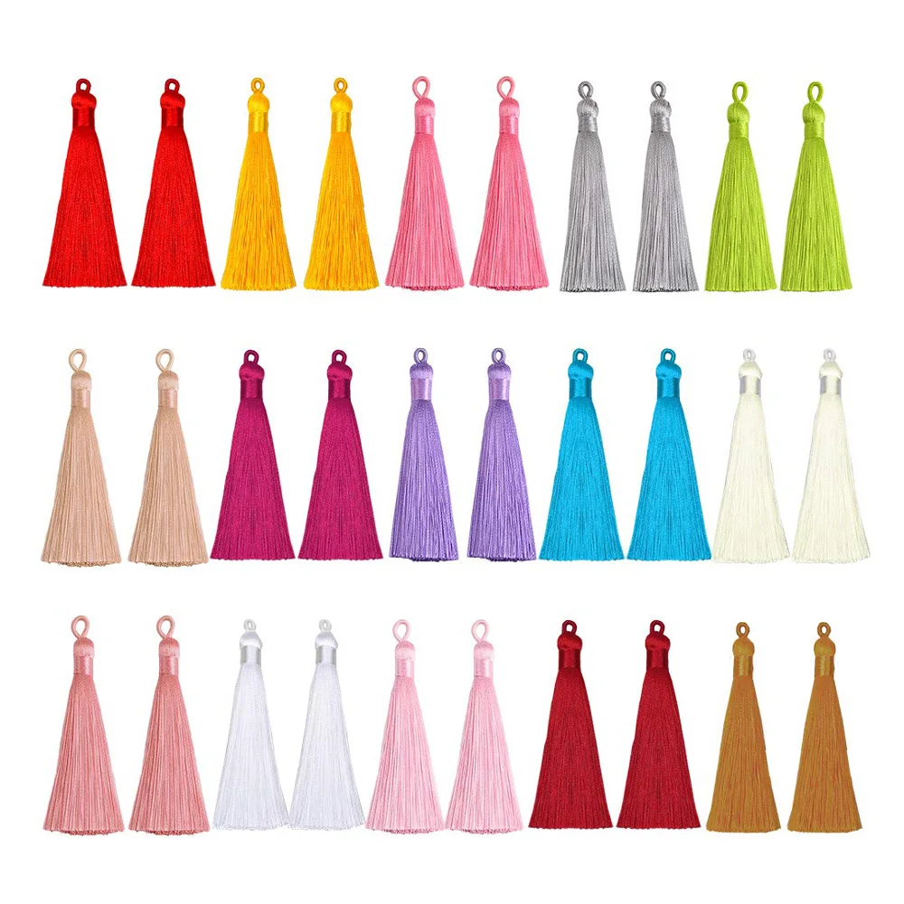 Кисточкой шелковистые с петлями для модное Шелковое Розовое нарядное платье разноцветными кисточками изготовления ювелирных изделий Элегантные DIY проектов 3 5 дюймов 30