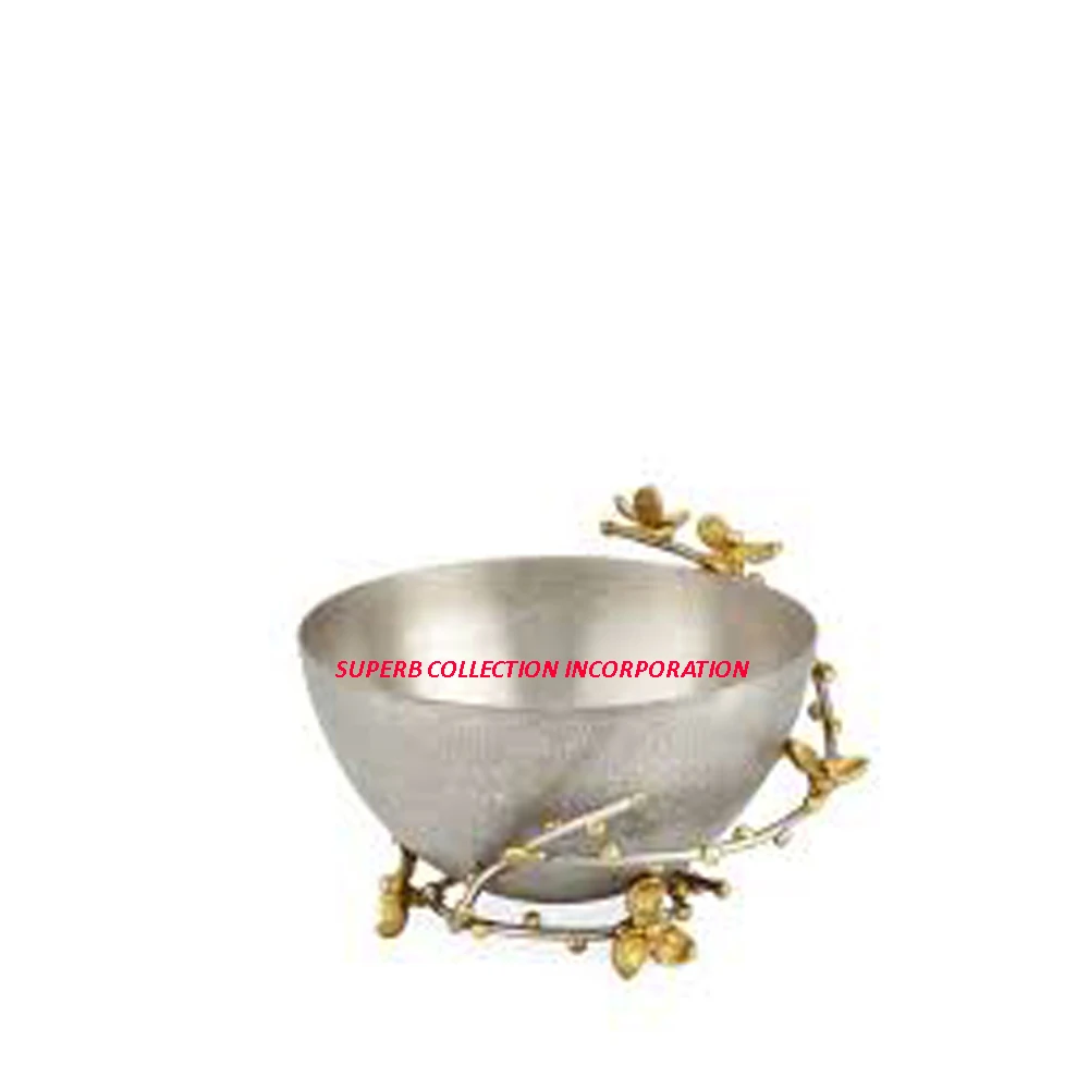 Mini Aluminium Silver and Gold Floral Brass Wrap On Decorative Bowls made in India Handmade Luxury Design