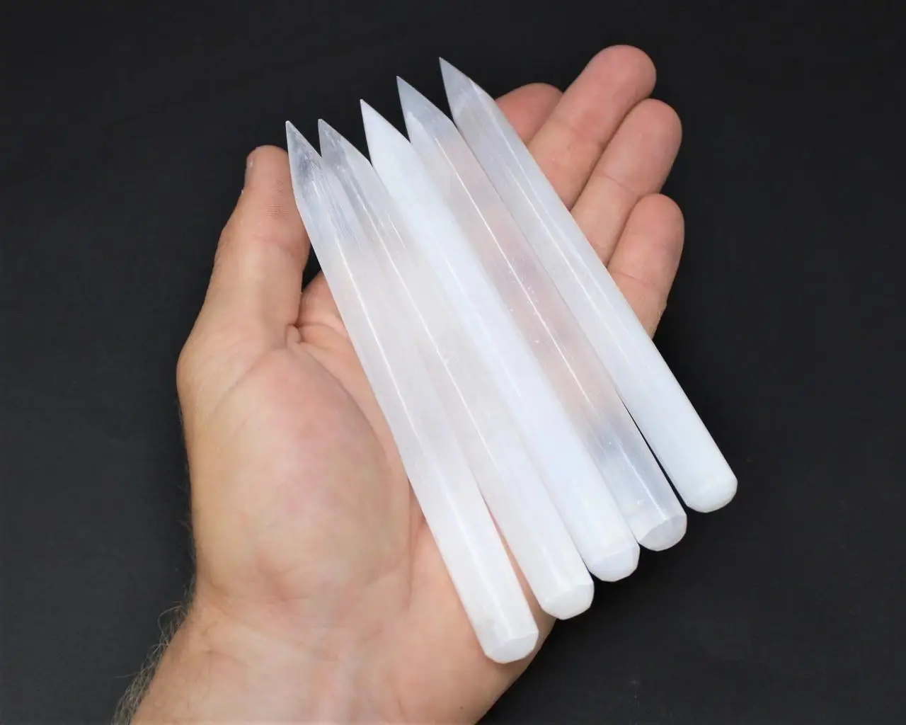 POLISHED SELENITE THIN PENCIL MASSAGE WAND / WHITE SELENITE HEALING PENCIL WAND/ TOP QUALITY SMOOTH CRYSTAL SELENITE TOWER