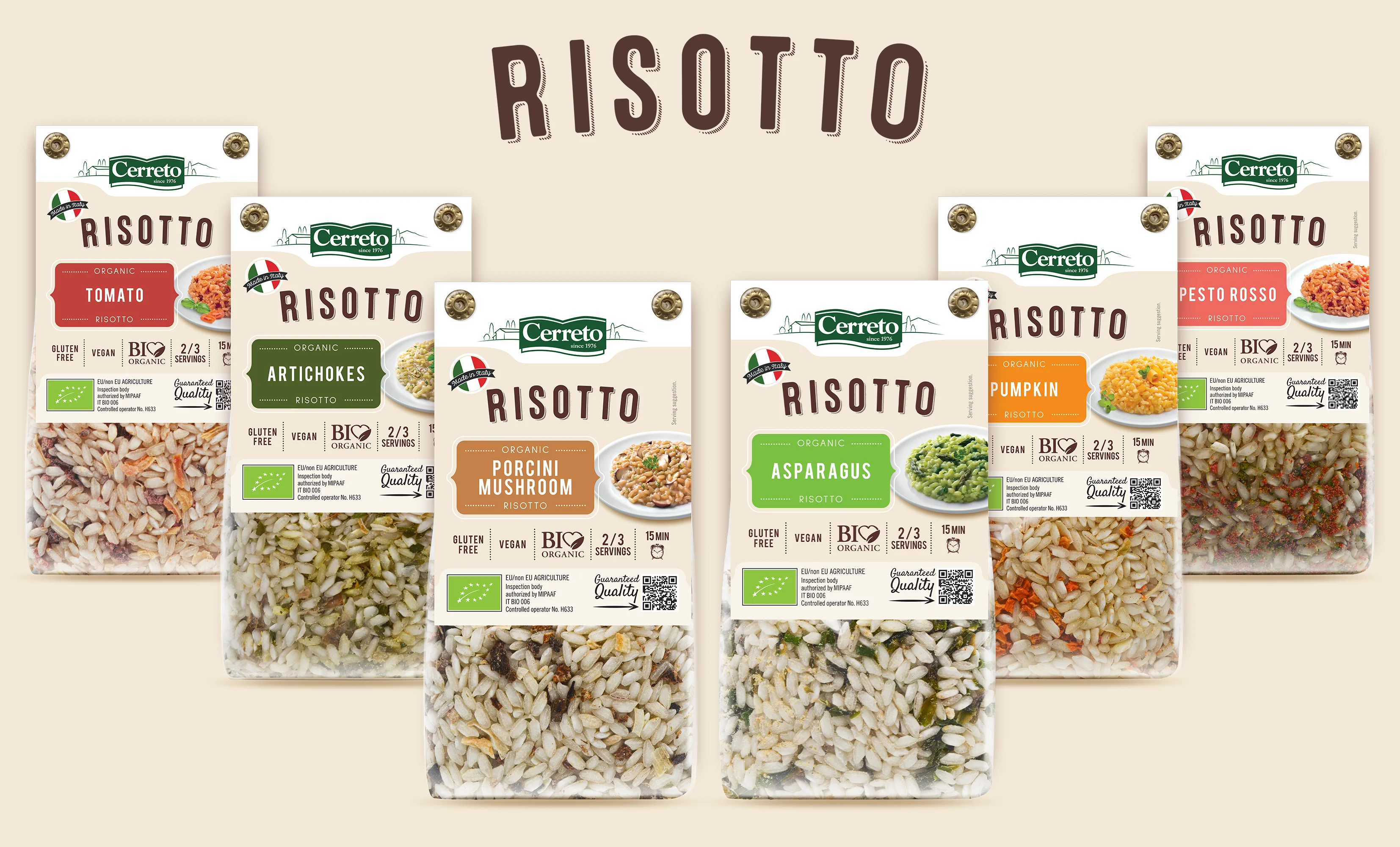 High Quality Italian Organic meal Artichokes Risotto fast cooking 210g