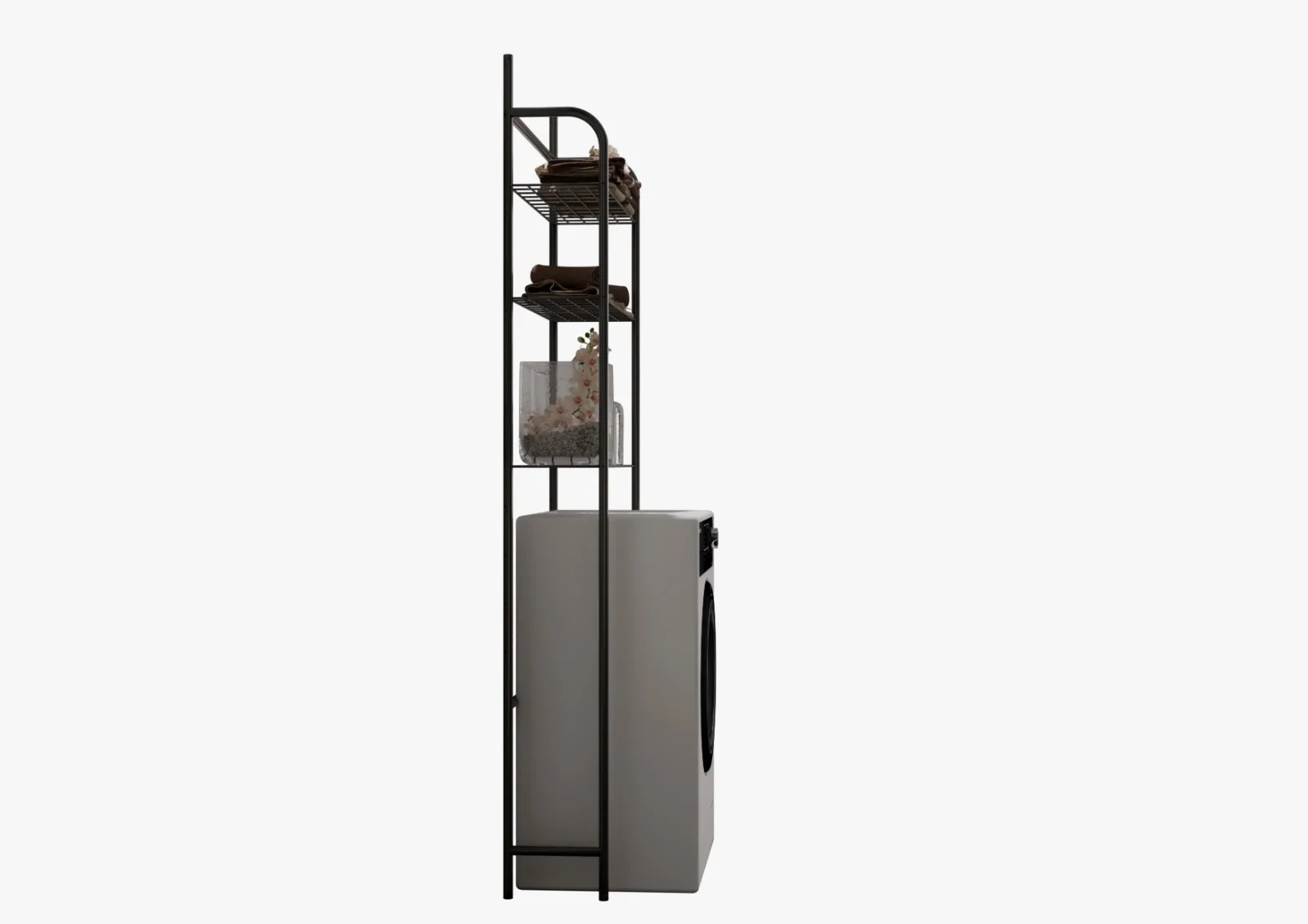 Wholesale Metal Bathroom Organizer Racks With 3 Tiers Metal Shelves Stand Over Washing Machine Standing Adjustable Height Feet