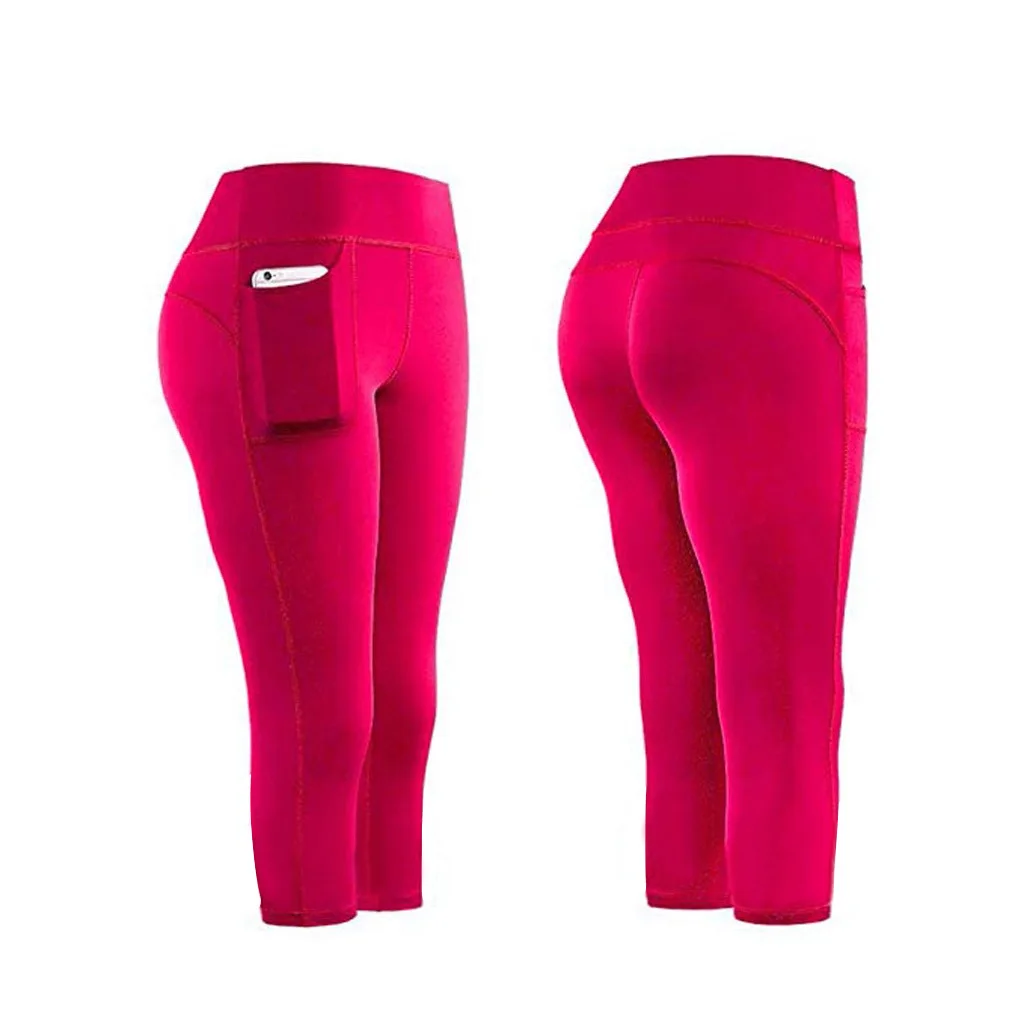 Женские капри для йоги, эластичные штаны для бега, леггинсы для тренировок