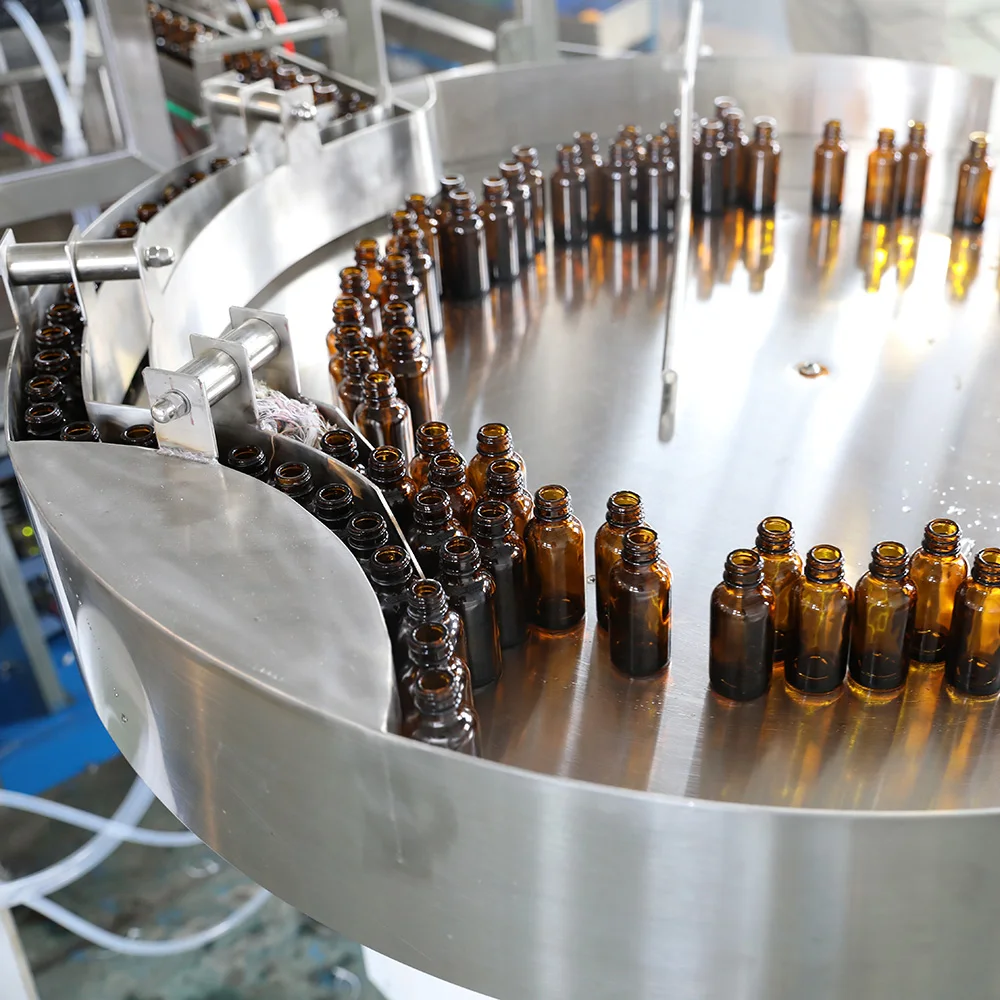 Automatic 20ml 50 ml Cosmetic Oil  Glass Bottle Dropper Filling Machine