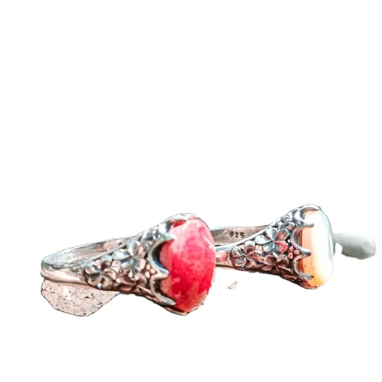 KA-R013-Frangipany Sculptured Best Selling Classics Design Ring Silver Jewelry Women Gift MOP Party Sterling Stone Wedding