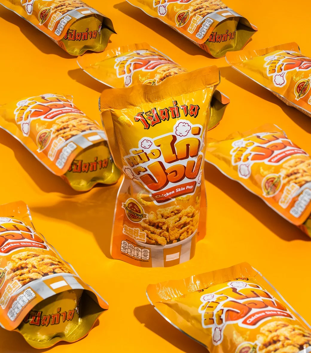 Poygai Crispy Fried Chicken Skin Pop Cheese Flavor 42 g. Premium Quality from Thailand for 100% Export