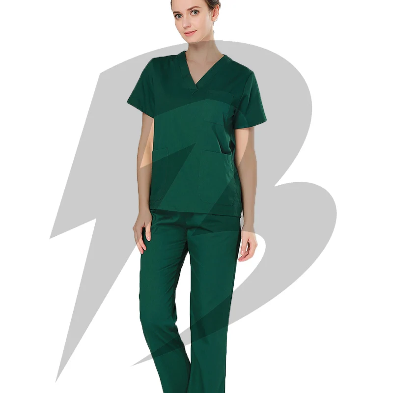 
2021 Solid Color Cotton Fabric Scrub Uniform Sets Women Suit Uniform 