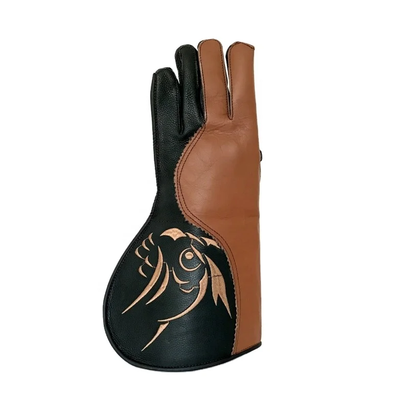 100% Handmade Best Quality Double Layer Genuine Nubuck Leather Falconry Gloves for Hunting and Outdoor Activities