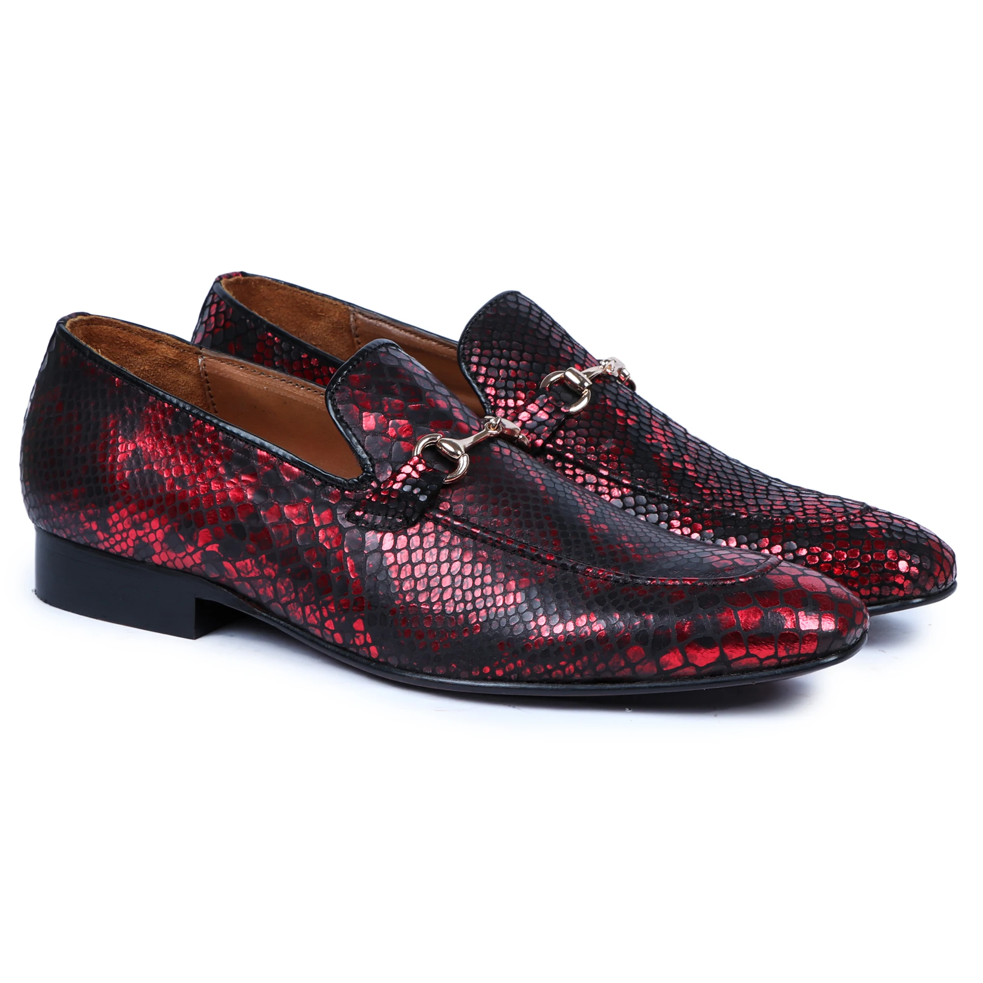  Hdpe-геомембрана ручная работа высокое качество с тиснением в виде кожи питона блестящие удила мужские мокасины красном цвете для свадебной вечеринки наружного использования