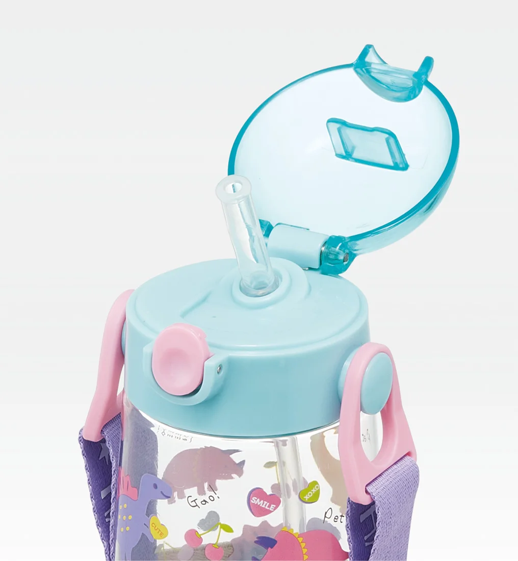 Japan 500ml cartoon Transparent Clear plastic water bottle with Straw for children PDSH5 HAPPY & SMILE-01