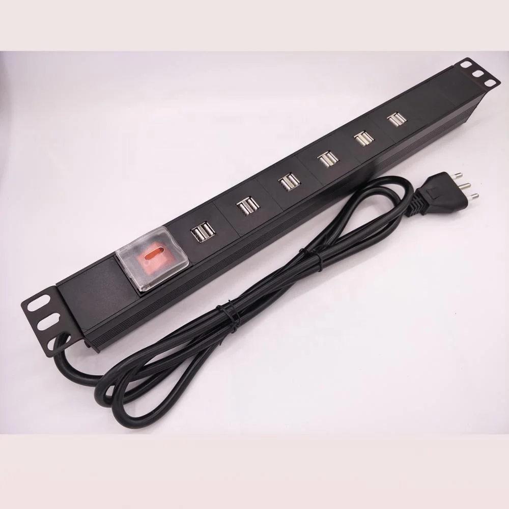  1U 12 способов кабель с разъемом USB типа PDU стоечного исполнения переключателем от сети переменного тока 220-250VAC в постоянный 5V 15 Вт супер быстрое зарядное