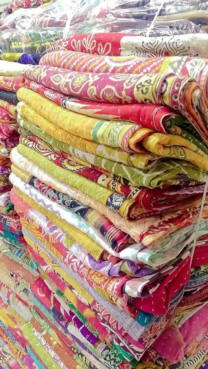Wholesale Lot Of Indian Vintage Kantha Quilt Handmade Throw Reversible Blanket Bedspread Cotton Fabric BOHEMIAN quilt