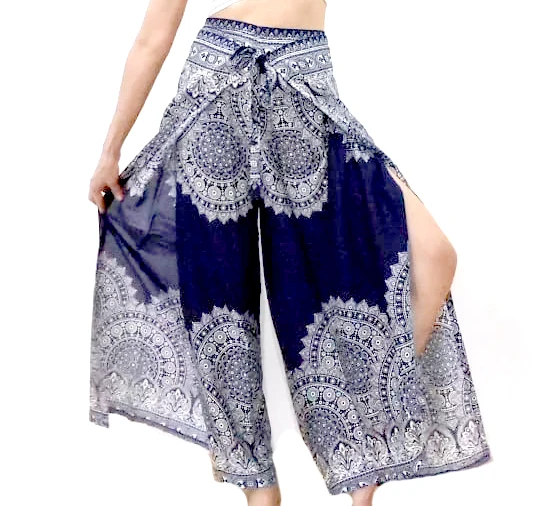 Mandala Dashiki Print BOHO Harem Wide Legs Pants Gypsy Yoga Belly Dance Art Fisherman skirt Maxi Sarong Wrap tie pants