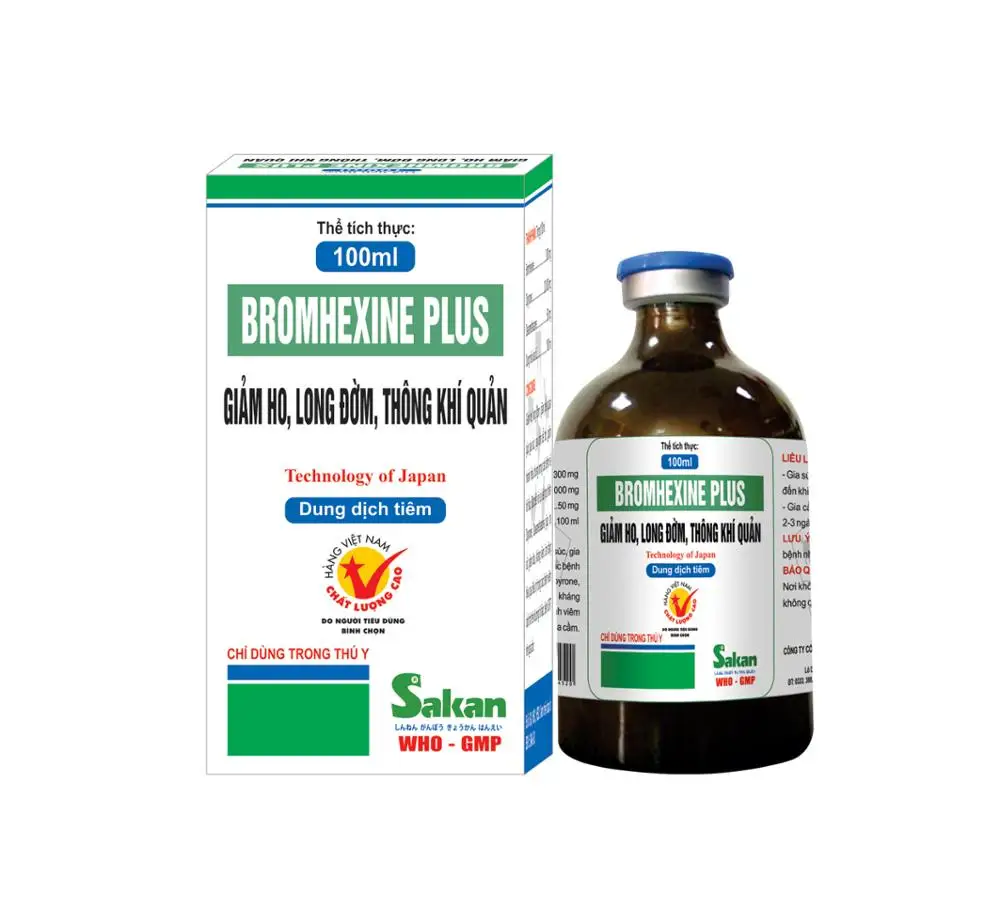 GMP certificate veterinary Medicine BROMHEXIN PLUS 100ml, Bromhexine HCl and Dipyrone in-jection solution for poultry cattle