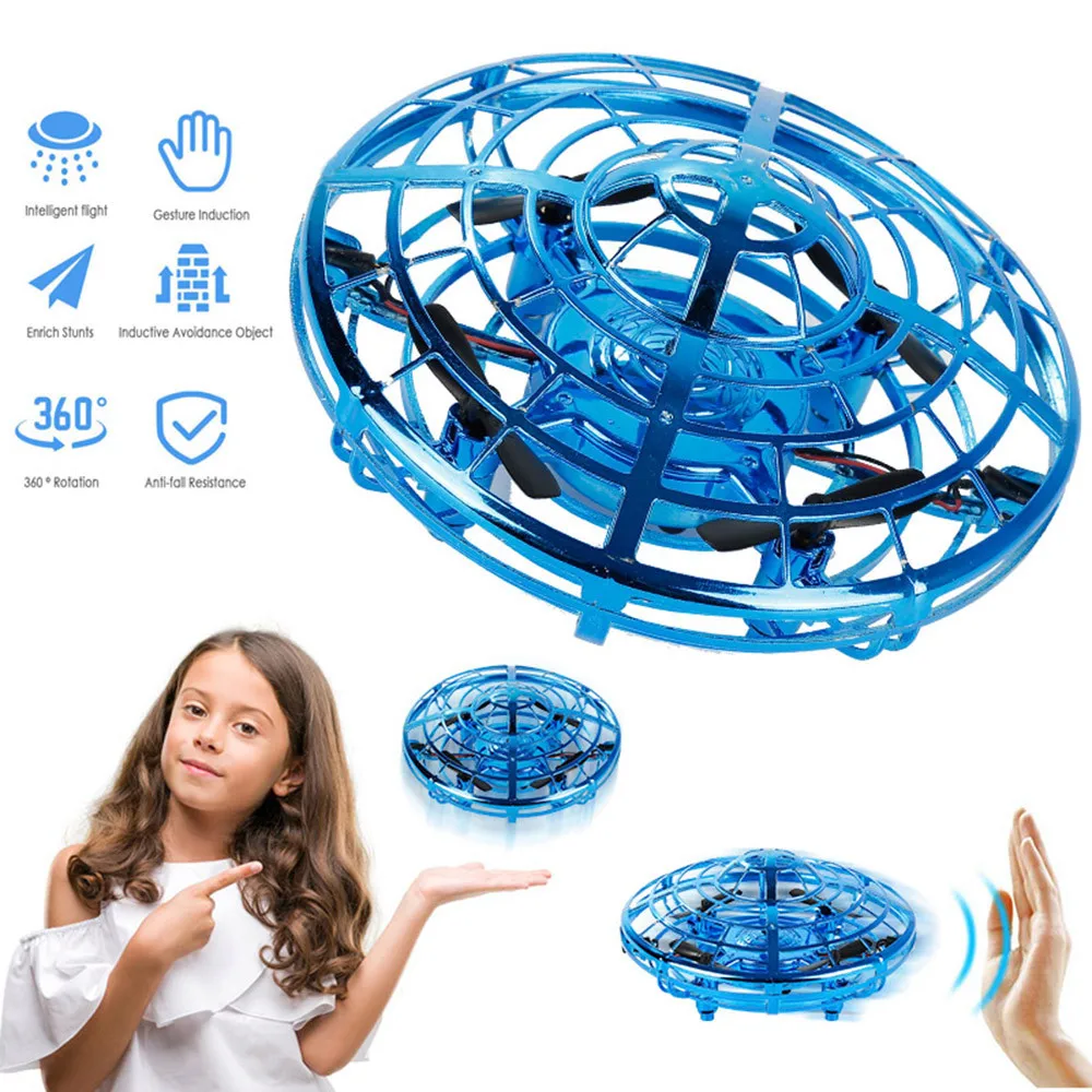 Kids Christmas Birthday Gifts Magic Hand Flying UFO Drone LED Electric Toys Electronic Toy Mini Induction Drone UFO