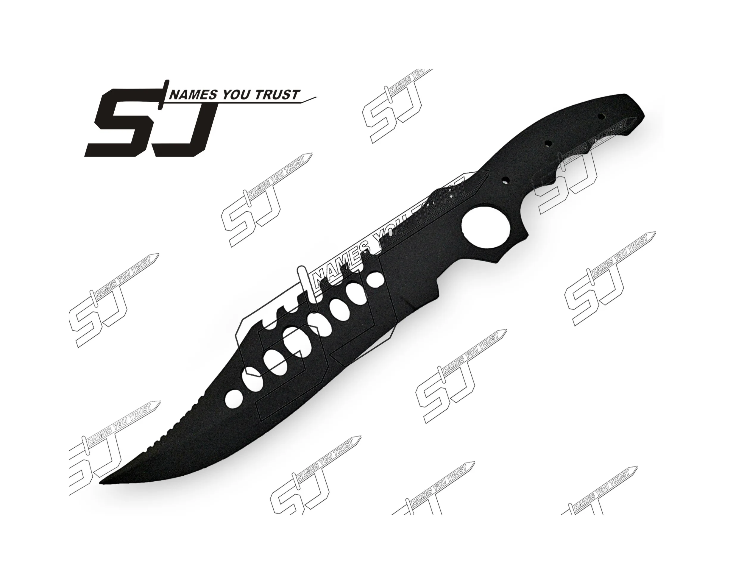 Hot Selling Handmade Carbon Steel Black Powder Coated Blank Blade For Sale