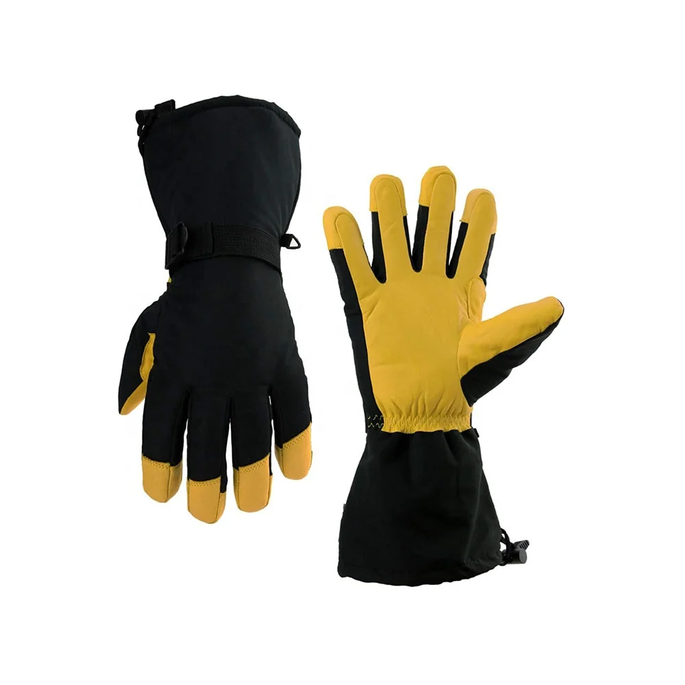 Wholesale best rated pigskin leather men women ski thermal gloves cool design snowboarding snowmobile skiing mittens