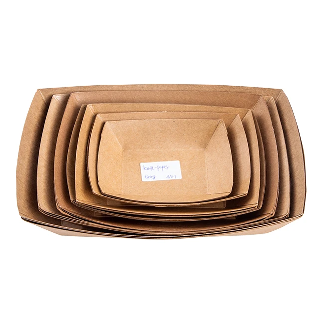 3 Lb Disposable Paper Food Boats Heavy-Duty Grease-Resistant Kraft Paper Food Serving Tray Ideal for Festival, Carnival