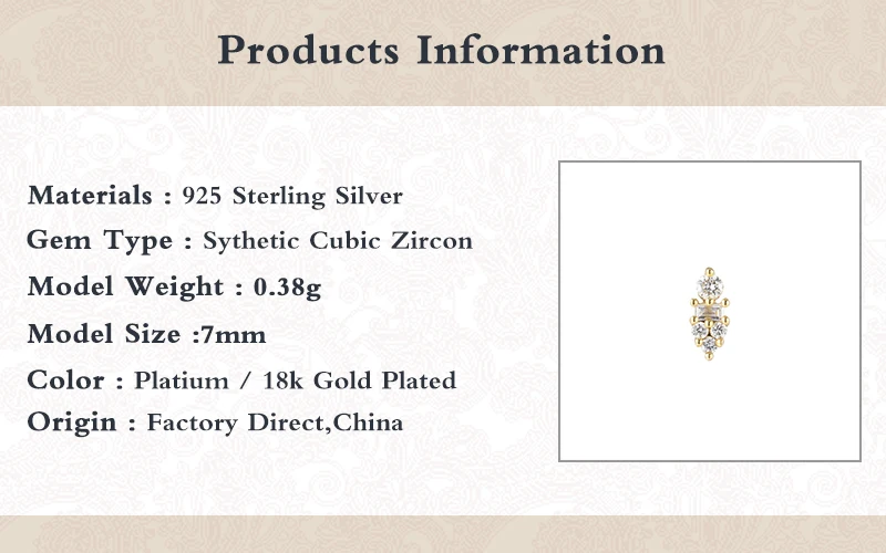 CANNER Wholesale Diamond Corona Spiral Cartilage Stud Jewelry Zircon Piercing Earrings