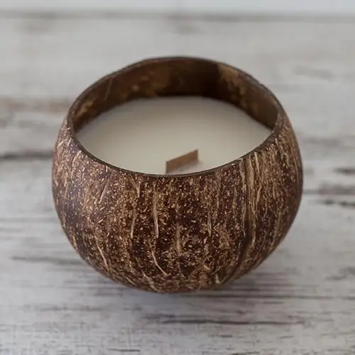 Свеча из скорлупы кокоса, соевый воск, Пальмовый воск, Экологичная чаша из скорлупы кокоса ручной работы, вьетнамская Кокосовая свеча, Ароматизированная