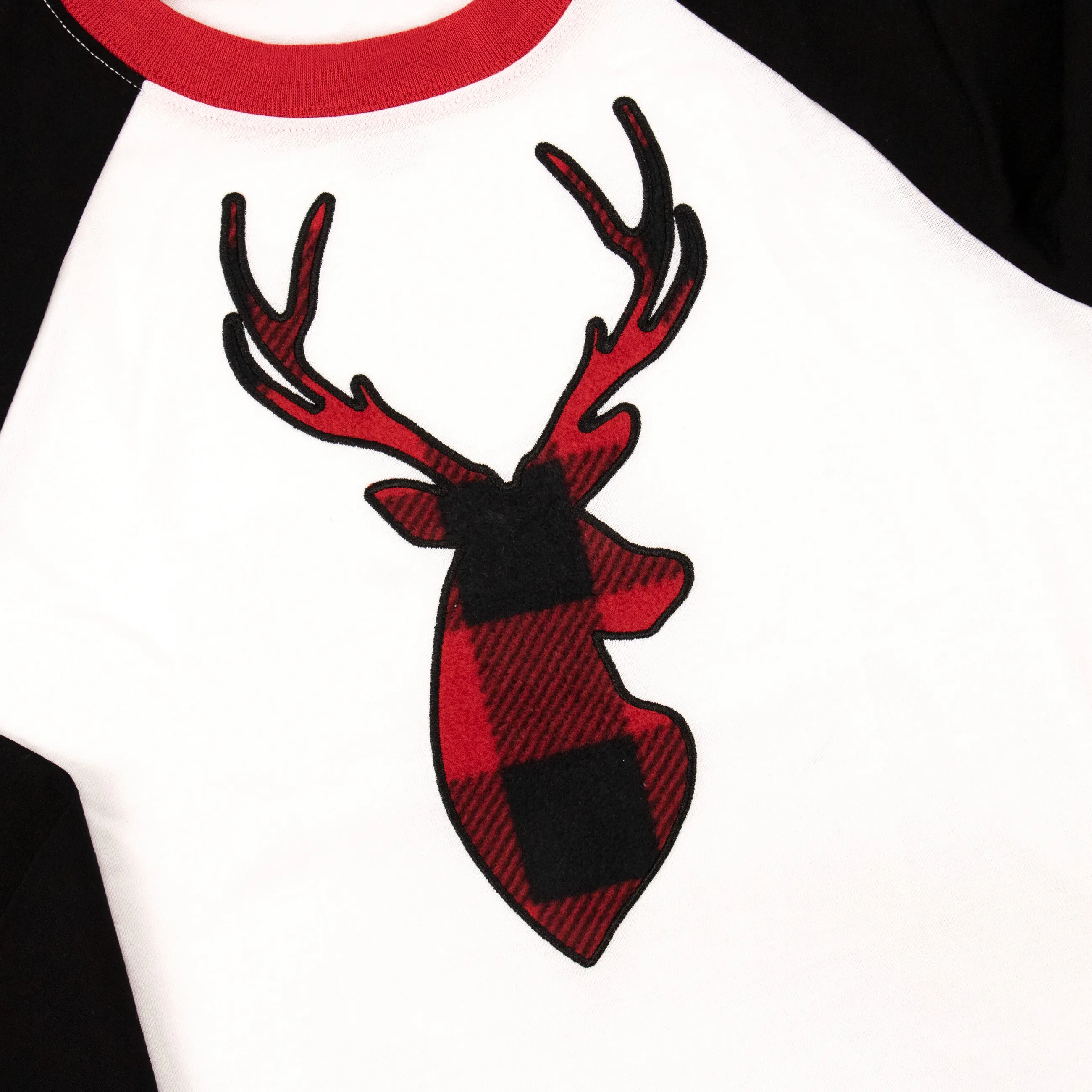 JOYUAN Toddler Boy Xmas Pajamas Set Baby l Black Red l Reindeer l Raglan l Family l 2 Pieces l embroidery l Christmas