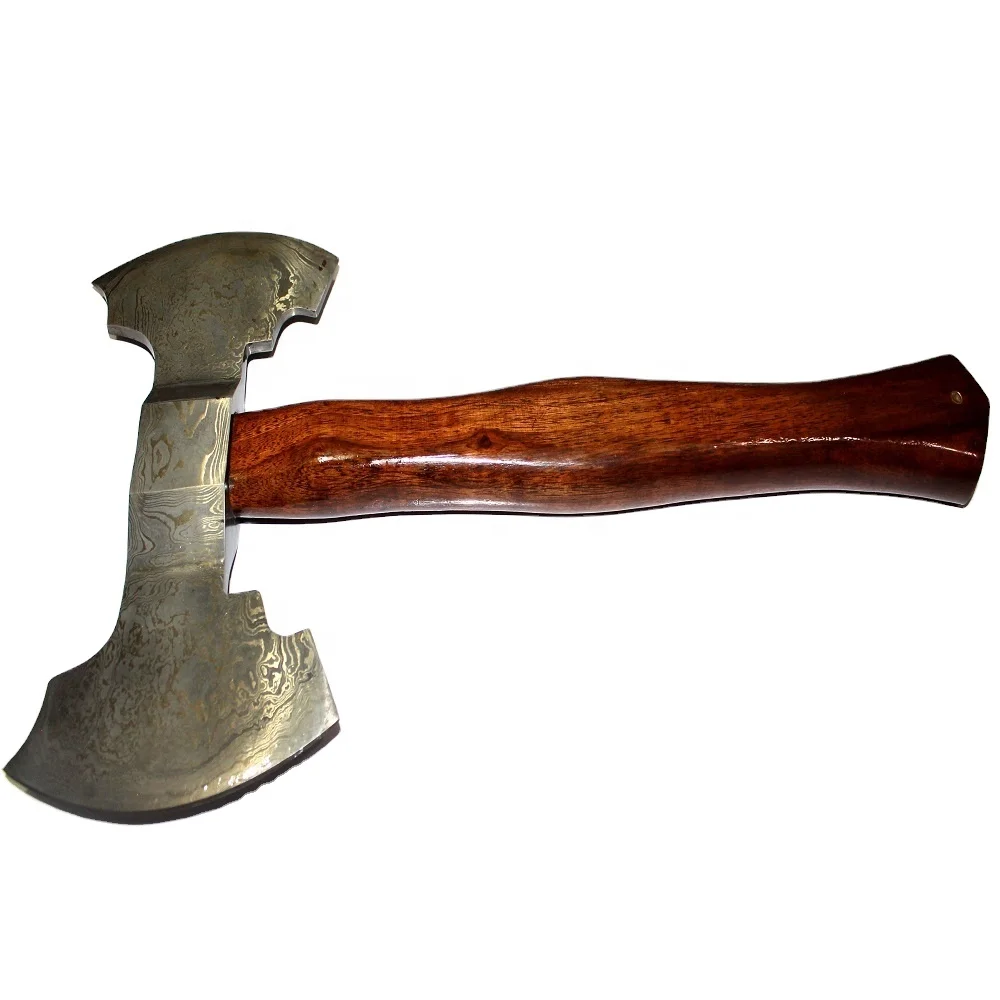Дамасская сталь двойная режущая головка охотничий топор с WOO ручкой