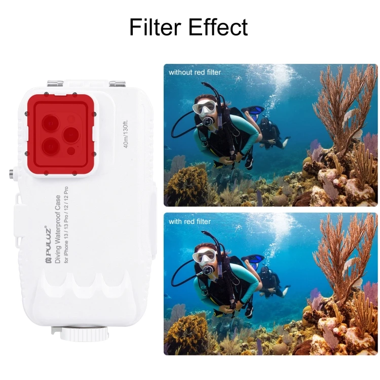 PULUZ 40m Waterproof Diving Case for iPhone 13 13 Pro 12 12 Pro Photo Video Taking Underwater Phone Diving Case