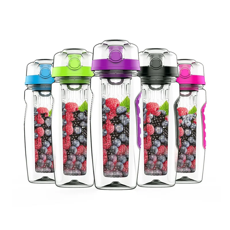 2024 BPA Free Juicer Water Bottle With Infuser Fruit Tritan Water Bottle Drinking Shaker Cup Bottles