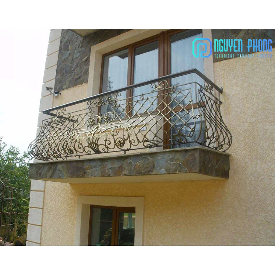 Original Manufacturer In Stock Outdoor White Wrought Iron Grill Balcony Handrail Railings Design