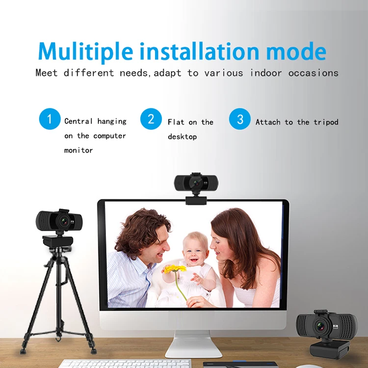  Full HD 2K Webcam Built-in Stereo Microphone clear Cutput Pc
