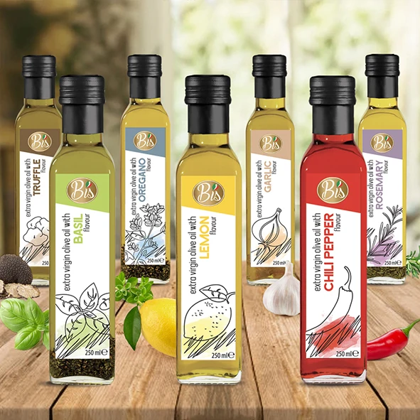 Top quality extravirgin olive oil with chili pepper flavour 250ml Bis brand and Private Label