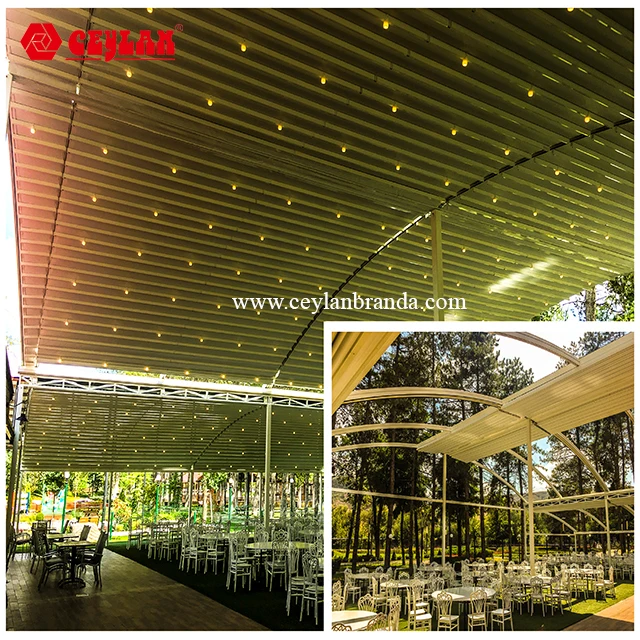 Aluminium Pergola Awning System Movable, Openable. Pvc Fabric, Led Illumination.