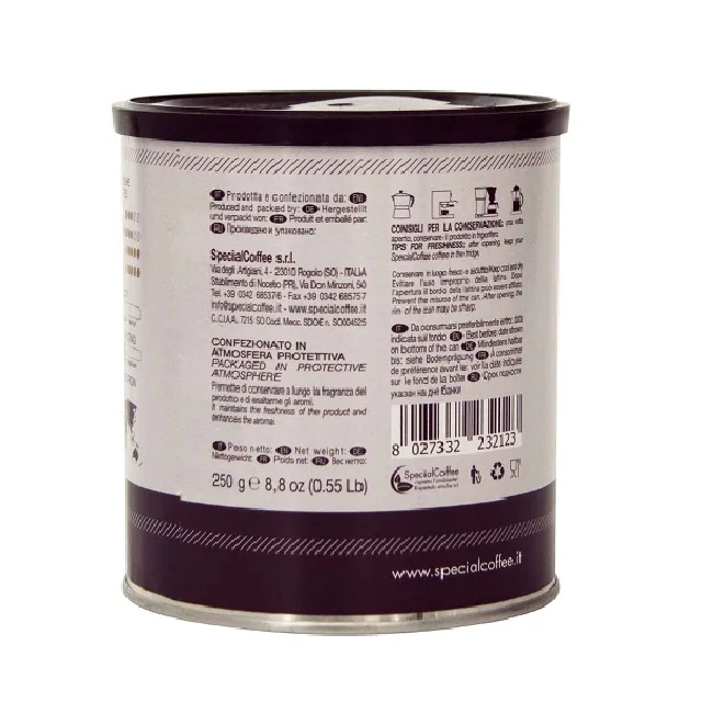 Italian premium quality ground coffee CAFFE MACINATO LATTINA 250g for espresso and moka even at home Coffee manufacture