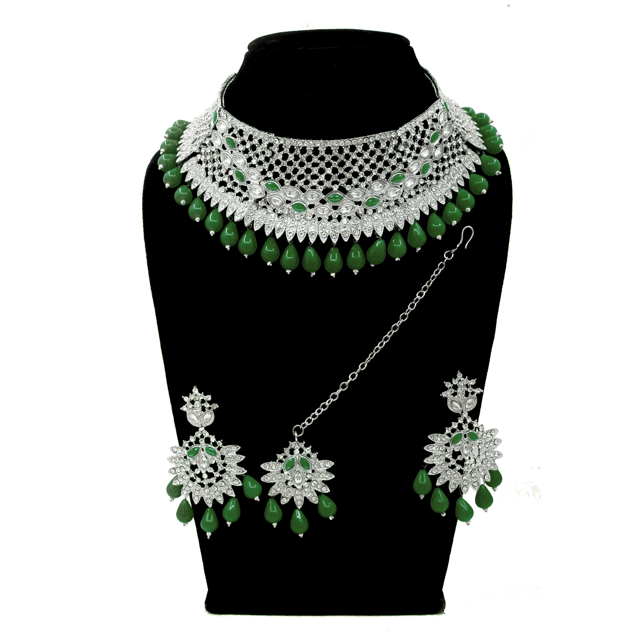 Alex Jewellery - Traditional Design Trendy Austrian Diamond With Kundan Stone work Choker Necklace Set