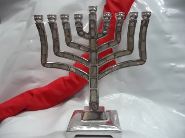 Modern Design Aluminium Candelabra menorah hammered candle stick for hanukkah 7 arms at wholesale price in nickel from India