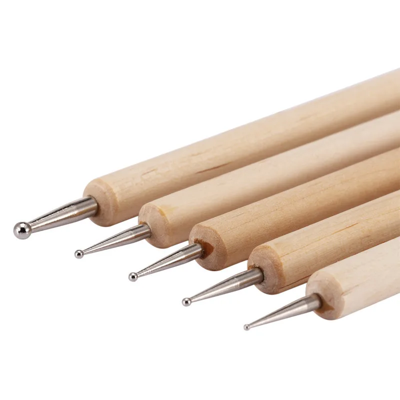 5Pcs/Pack wood nail brush Professional Manicure Brushes dotting Pen nail  wood brush