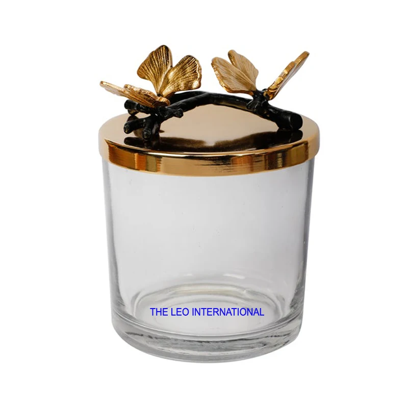 luxury Brand new glass gold plated canister sets for kitchen