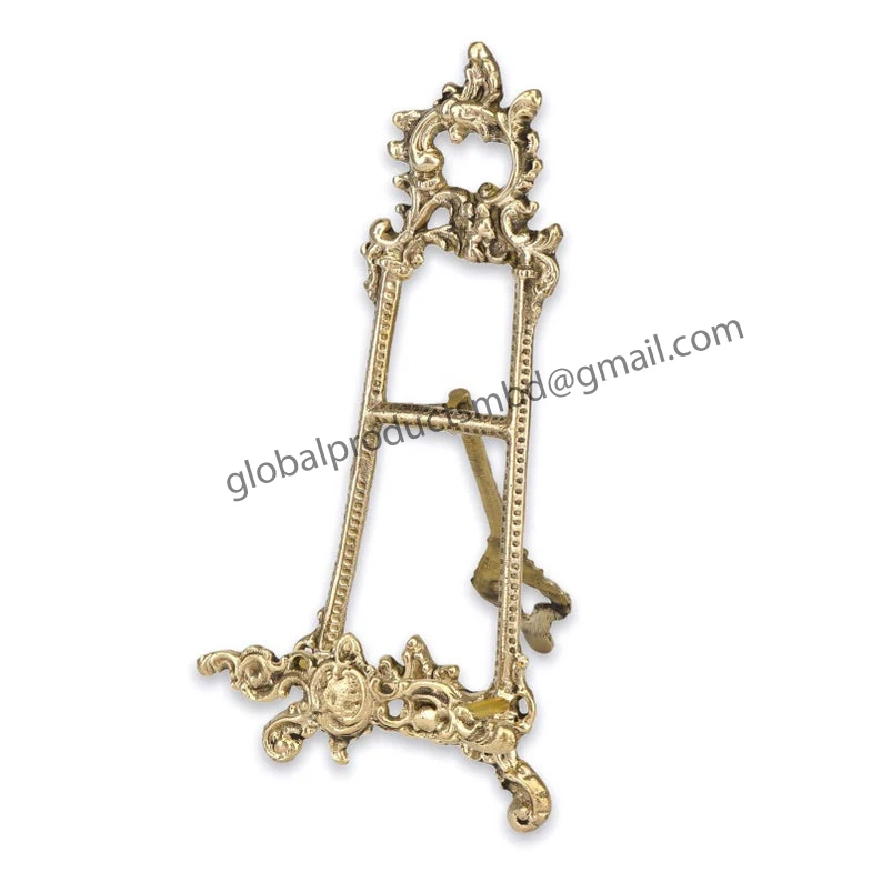 Vintage style adjustable mini aluminum easel stand decorative plates table for home decoration hotels table top decor