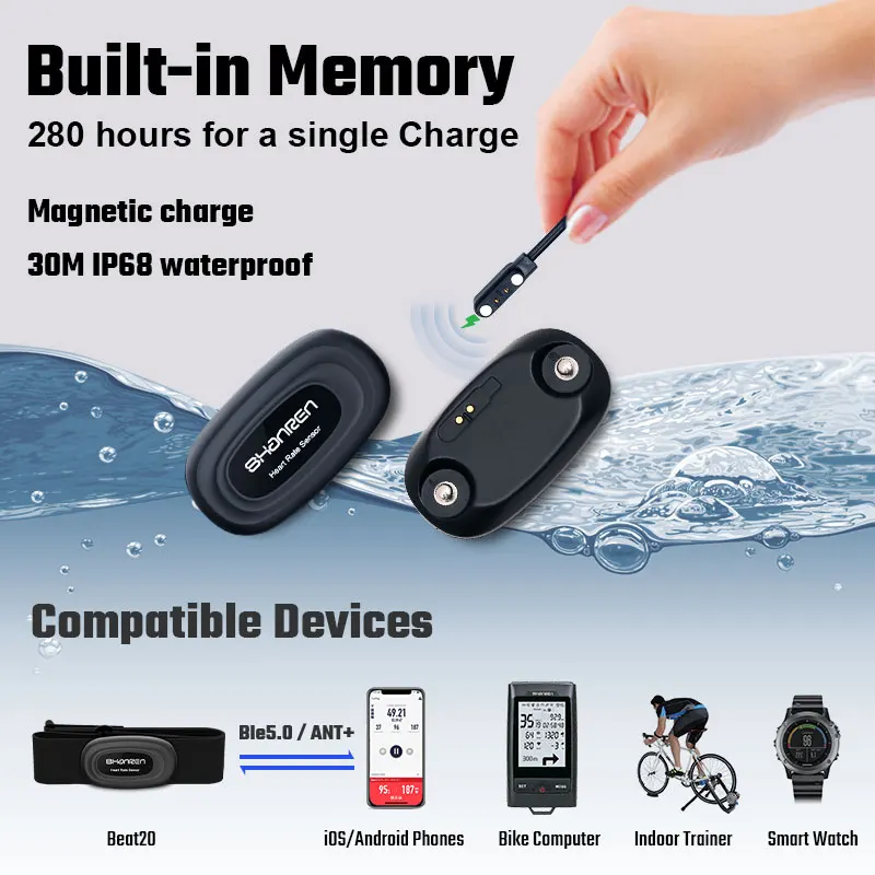 
Swimming Running Cycling IP68 Waterproof ECG Chest Strap Heart Rate Monitor 