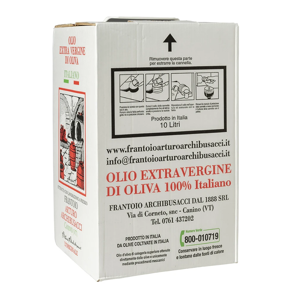 Best Extra Virgin Olive Oil 100 % Italian Cold Pressed 10 Lt. Can Classic Fruity Bag in Box only for restaurant