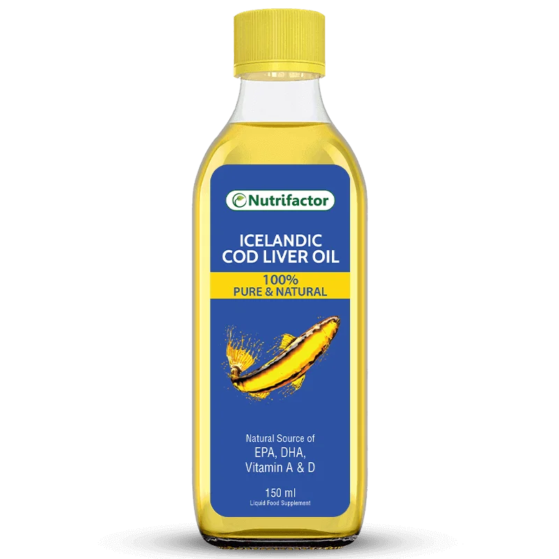 
ICELANDIC COD LIVER OIL Halal Food Supplement Omega 3 EPA DHA Vitamin A Supports Heart Vision Joints Brain Healthcare product 